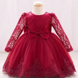 SHEIN Red Lace Kids Dress